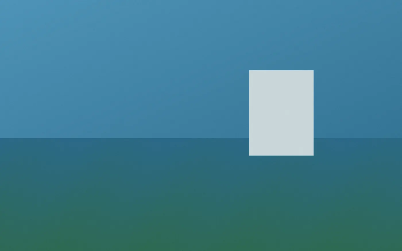 Stylised water tank and horizon in sky-blue and eucalyptus tones